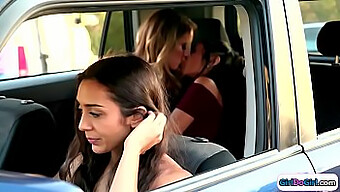 Driver Observes Lesbian Encounter Between Girls In The Rear Seat