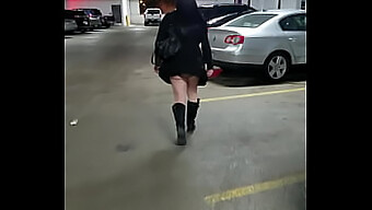 Daring Flasher Reveals Panties In A Casino Parking Garage